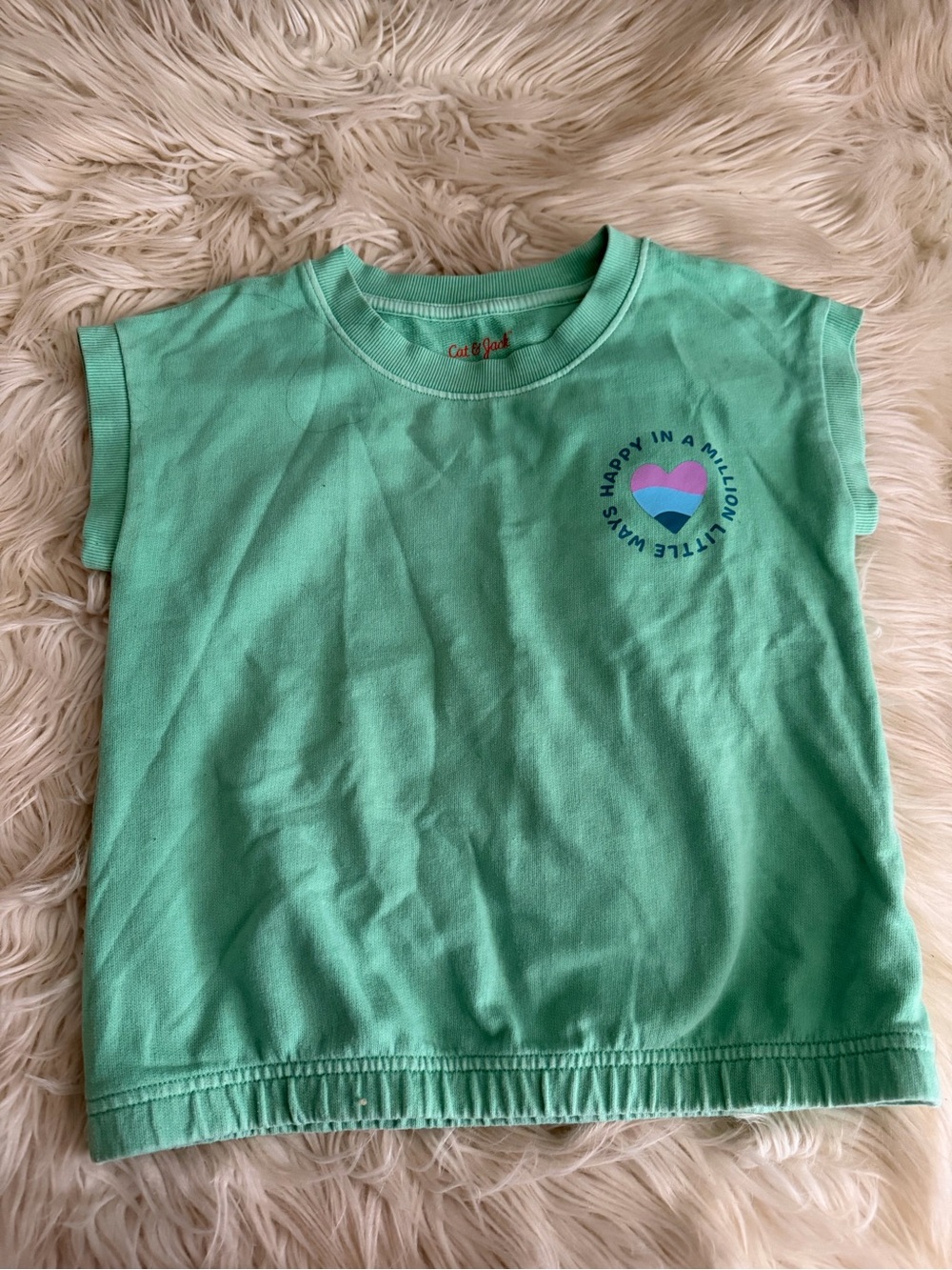 Cat & Jack Mint Green Girls' Tank Top with Heart Graphic